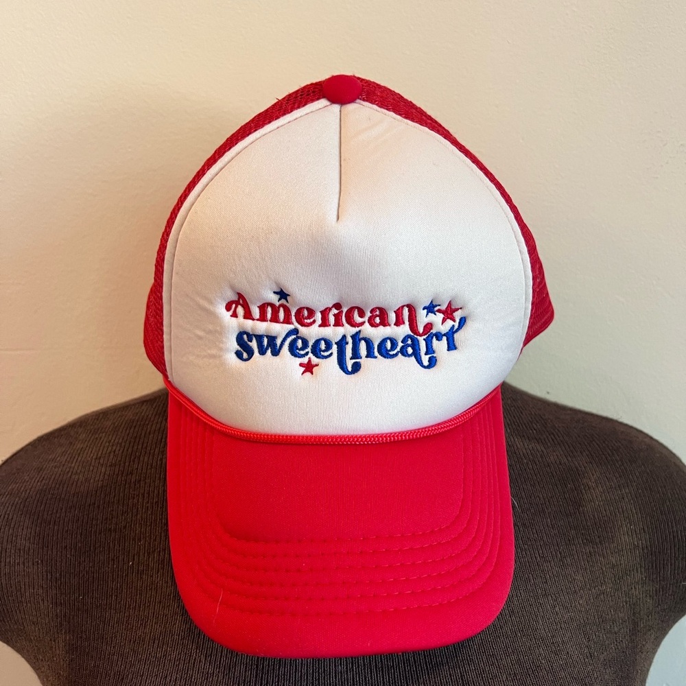 Retro style American Sweetheart Red and White Trucker Hat